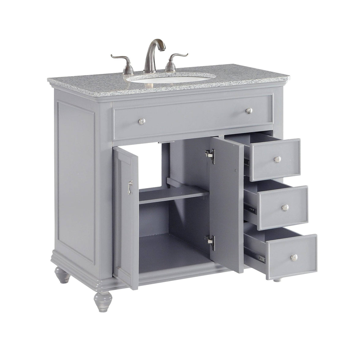 Grey 18 inch Bathroom Vanity Cabinet Set with Granite Top T665