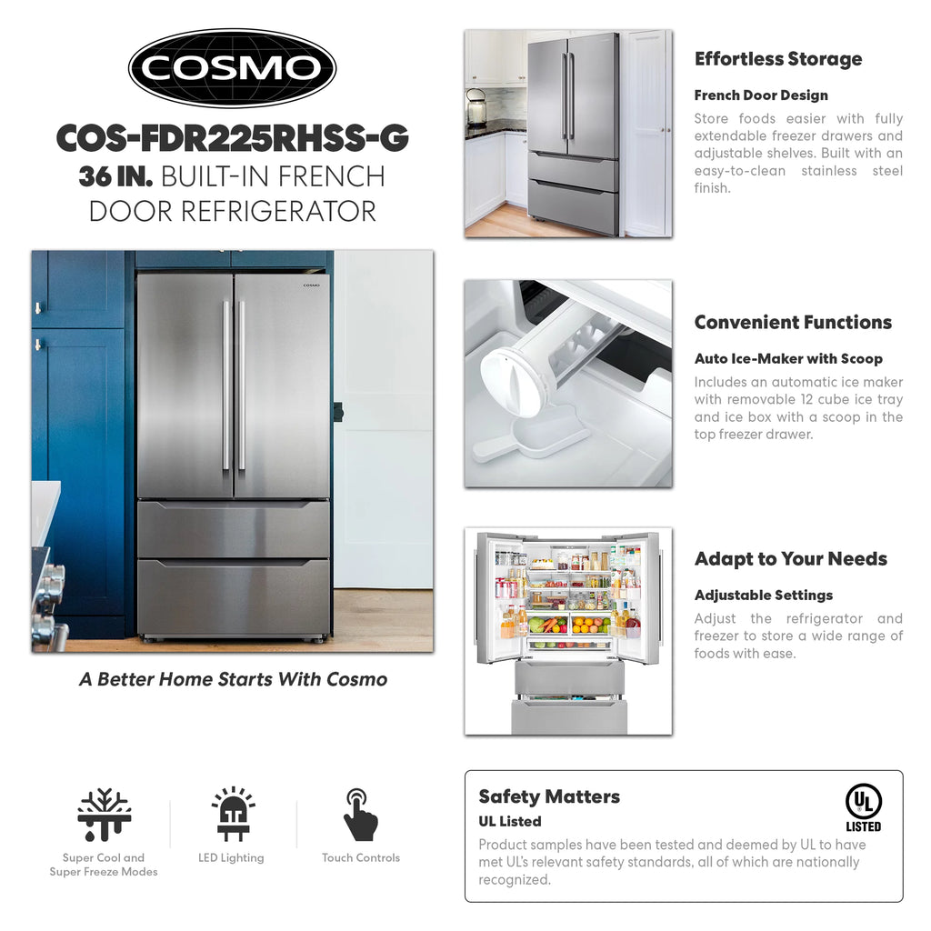 22.5 cu. ft. 4-Door Stainless Steel Refrigerator P52188
