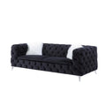 Black Velvet Sofa with Two Toss Pillows W2008
