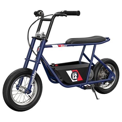 Dark Blue Electric Retro Minibike with 250W Motor, 12 Inch Tires, 24V Battery Y633