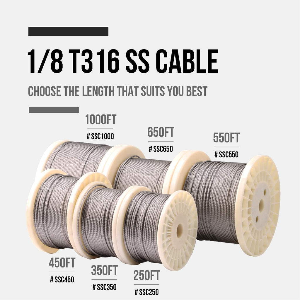 550FT 1/8 Stainless Steel Wire Rope Cable W837990
