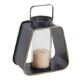 Black Iron and Glass Candle Lantern F1813