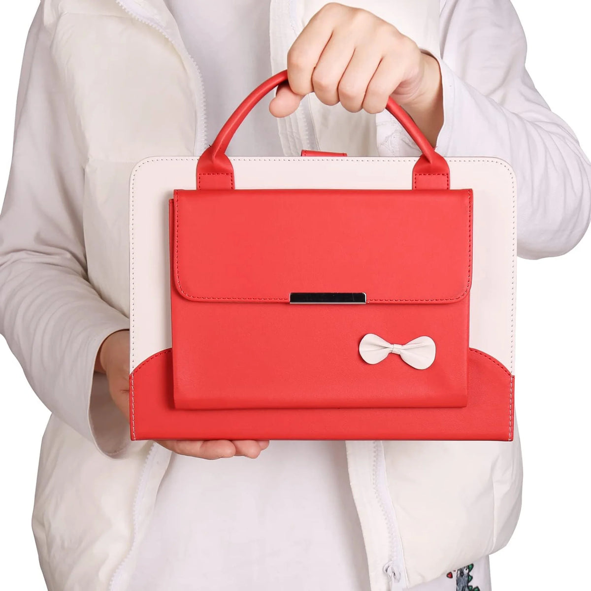 Red Slim Leather iPad 10.9 inch Case with Hand Strap Pocket P186