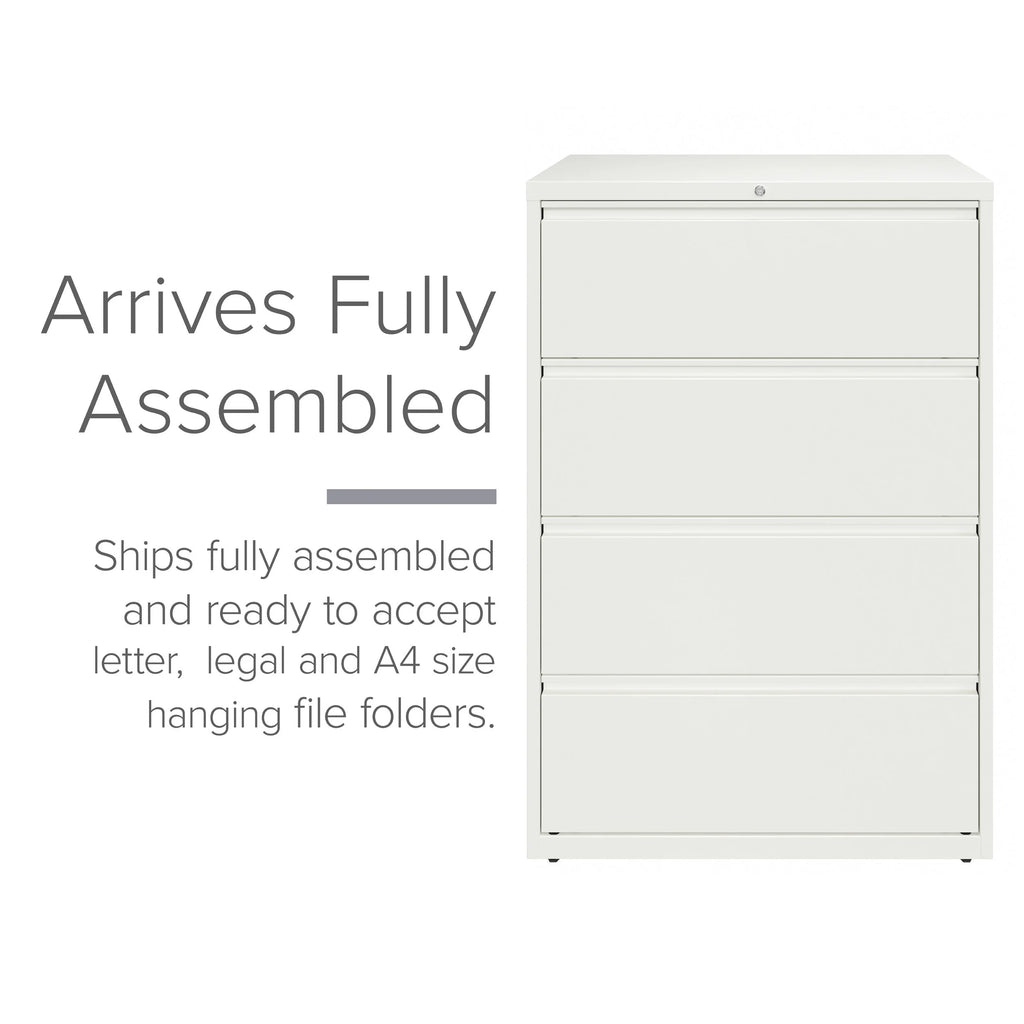36 Inch Wide 4 Drawer Metal Lateral File Cabinet White D45163
