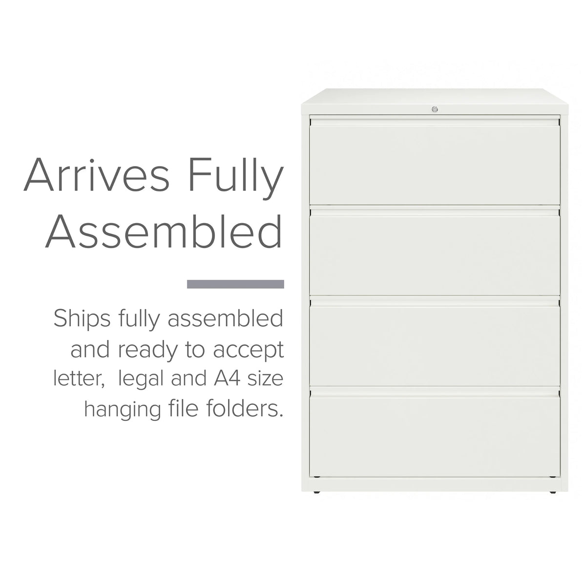 36 Inch Wide 4 Drawer Metal Lateral File Cabinet White D45163