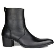 Black Leather Chelsea Boots P579