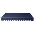 Black Frame Retractable Patio Canopy Awning Blue I969839