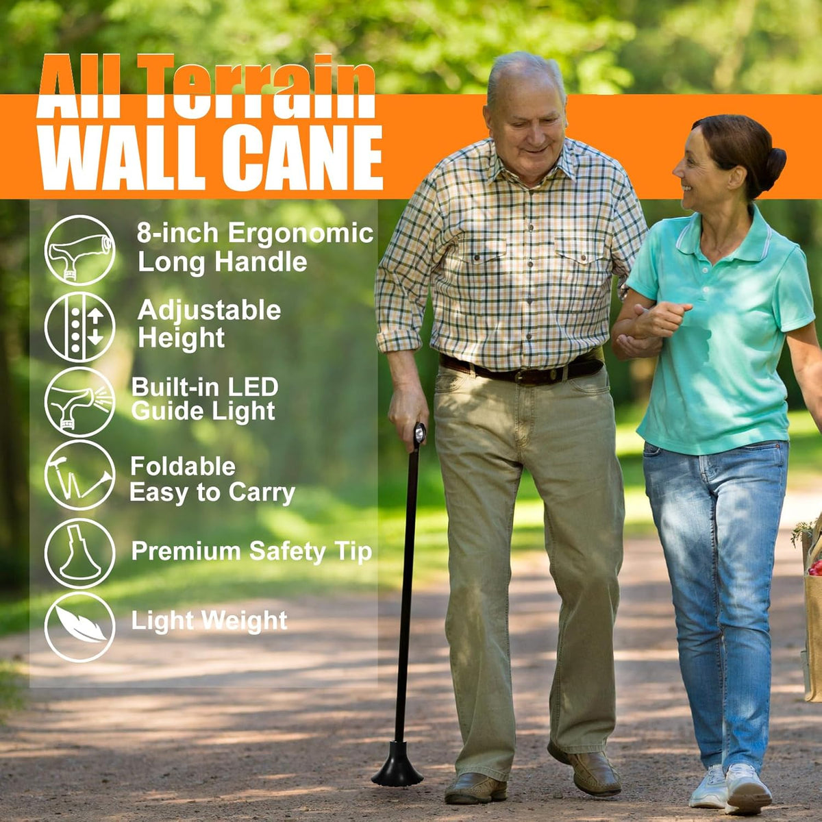 Foldable Lightweight Walking Cane with Light V742413