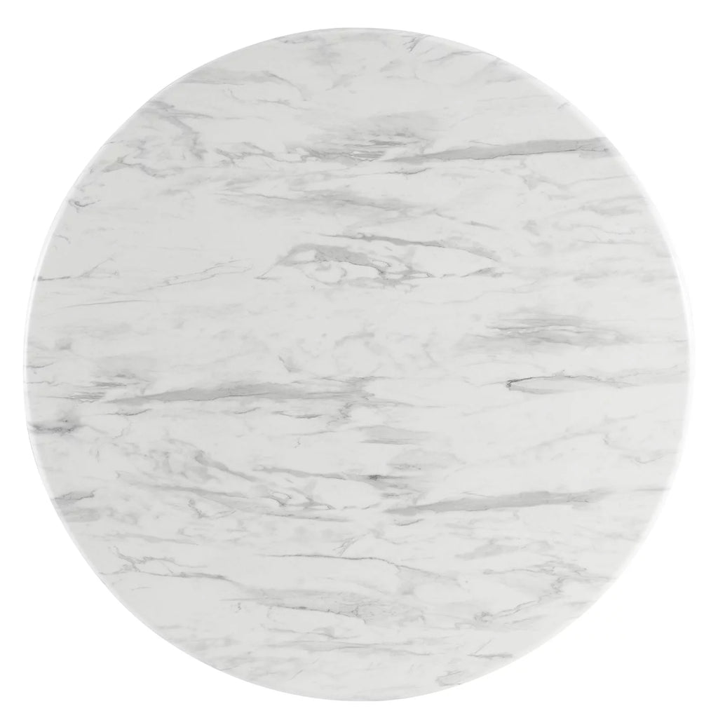 50 inch Round White Black Wood Dining Table F49852