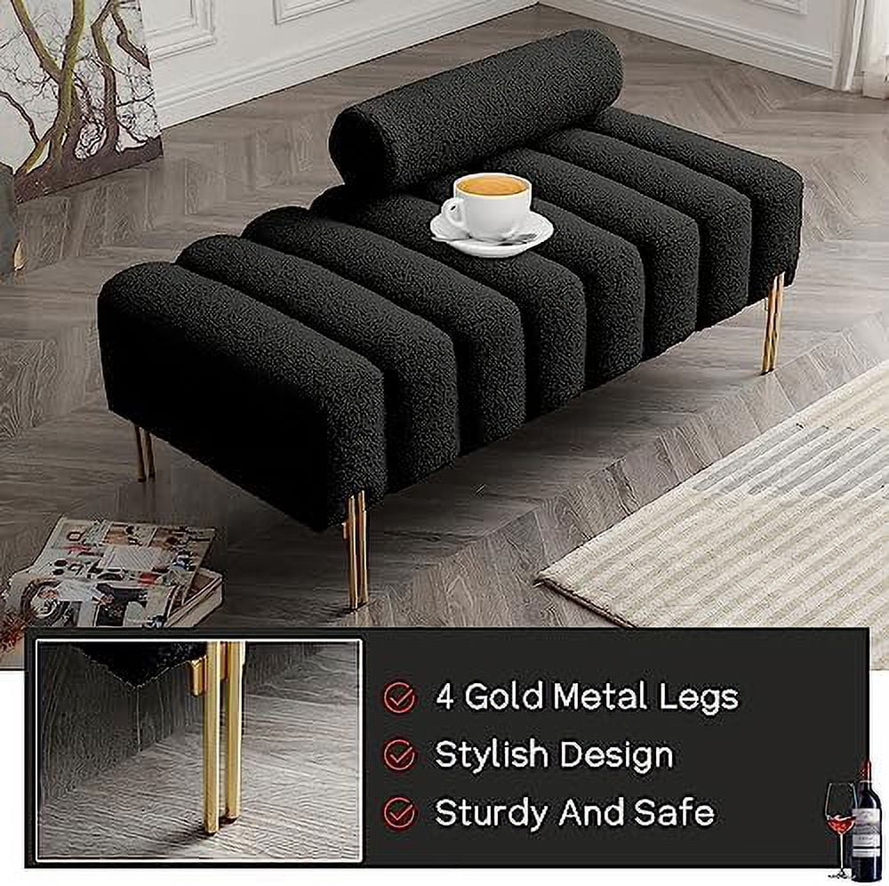 53.2" Modern Loveseat Sofa Couch Upholstered Accent Sofa with Golden Legs and Adjustable Backrest Small Teddy Fleece Couches M771