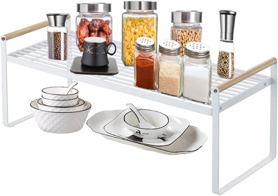 White Stackable Countertop Shelf Spice Rack Y266579