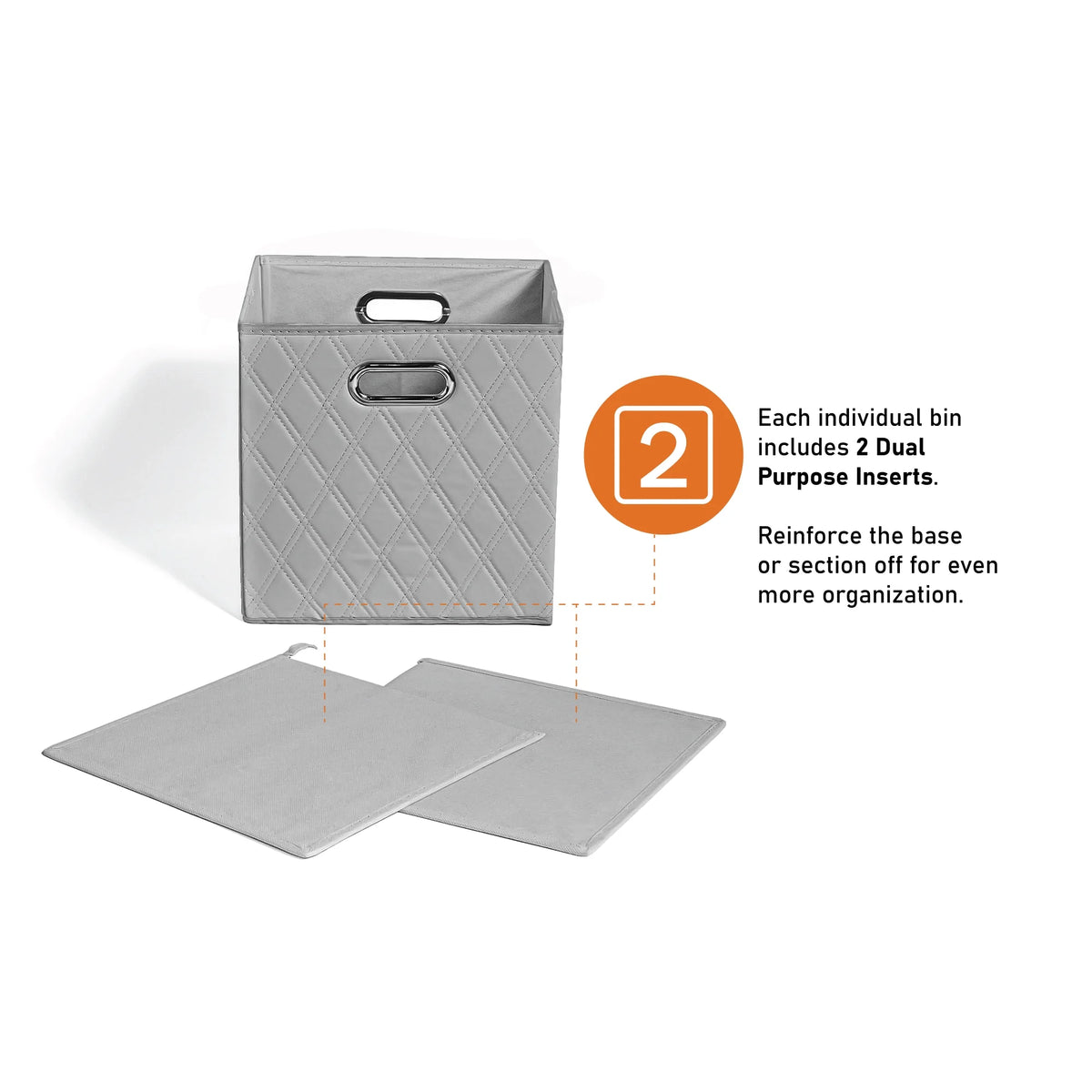 Gray Foldable Faux Leather Storage Cube Bins Set of Four O55337