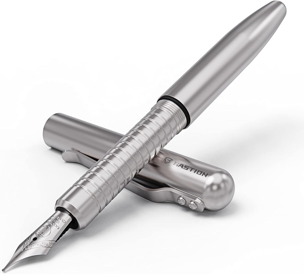 Fountain Pen with Gift Case, Fine Nib, Refillable, Stainless Steel P9826