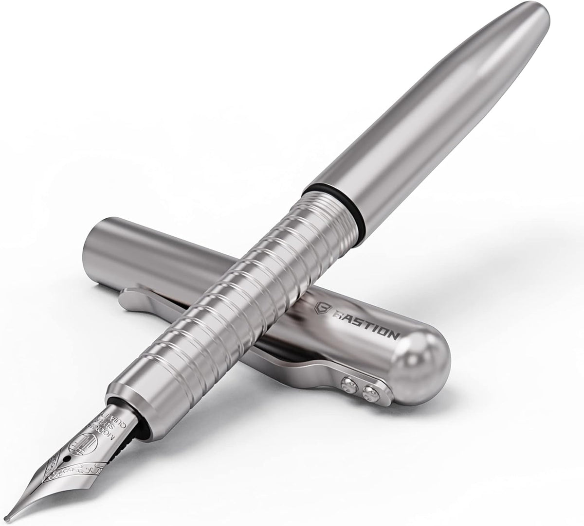 Fountain Pen with Gift Case, Fine Nib, Refillable, Stainless Steel P9826