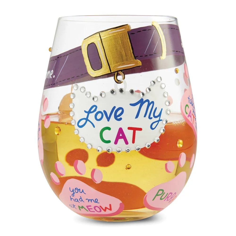 Hand-painted Stemless Wine Glass J432