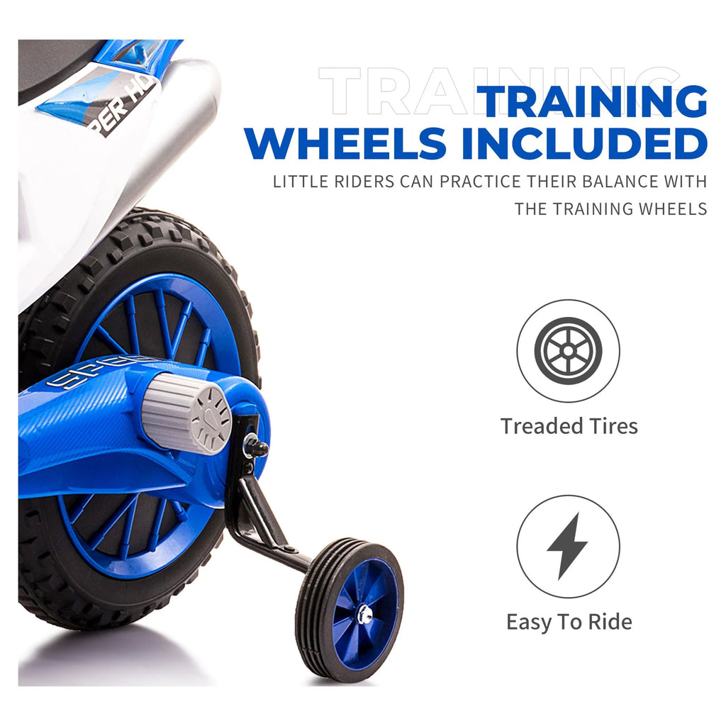 12V Kids Off-Road Ride on Dirt Bike with Training Wheels, Green K640