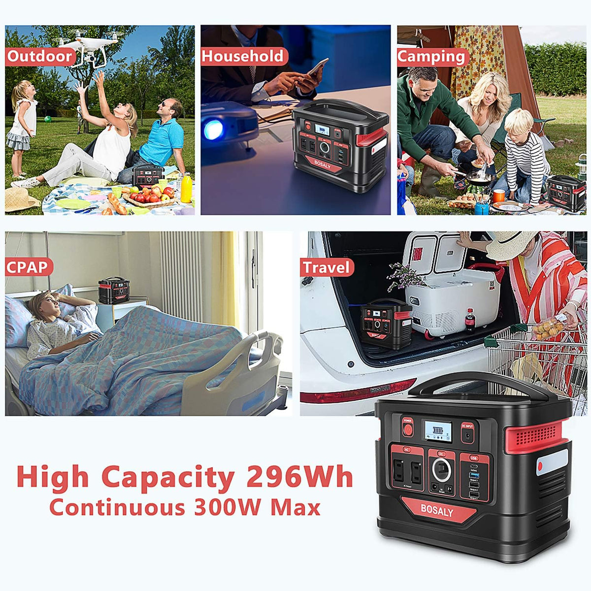 Portable Power Station 296Wh 300W Solar Generator H990