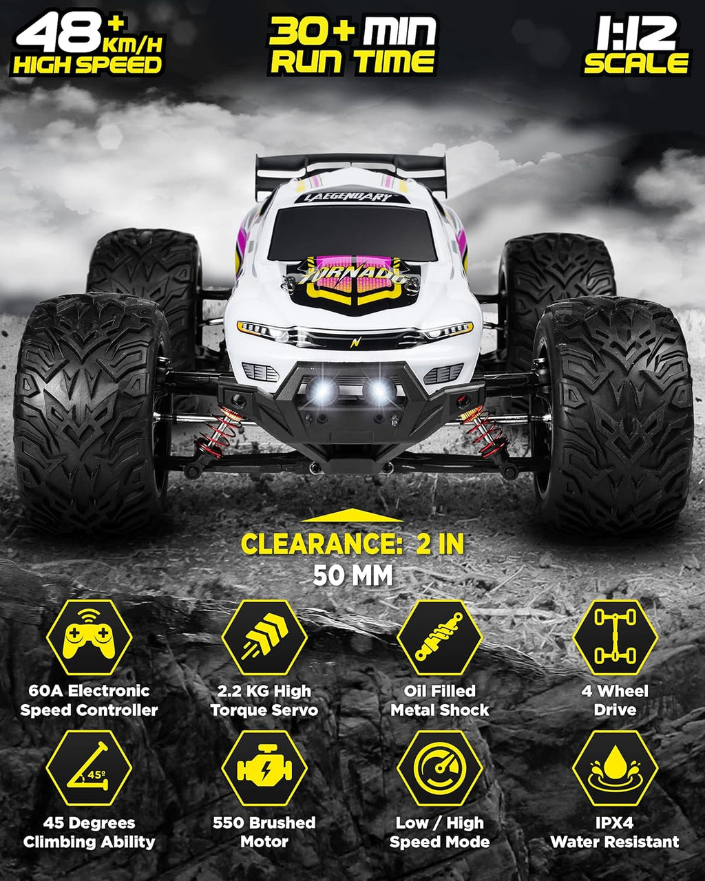 Purple Yellow 4x4 Off Road Waterproof RC Car E24407