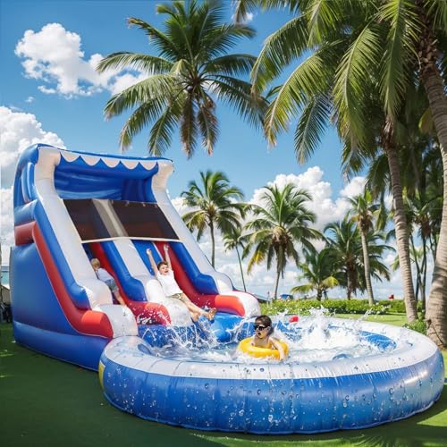 20FT Inflatable Water Slide with Climbing Ladder and Splash Pool E3946