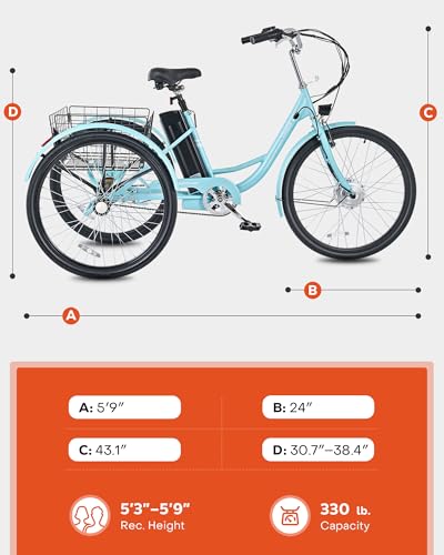 24 inch 250W Electric Tricycle with 468Wh Removable Battery D151452
