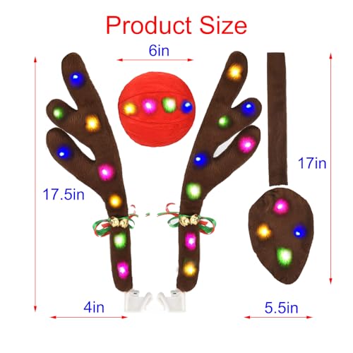 Christmas Rudolph Reindeer Vehicle Kit with Antlers Car and Nose Decorations S886220