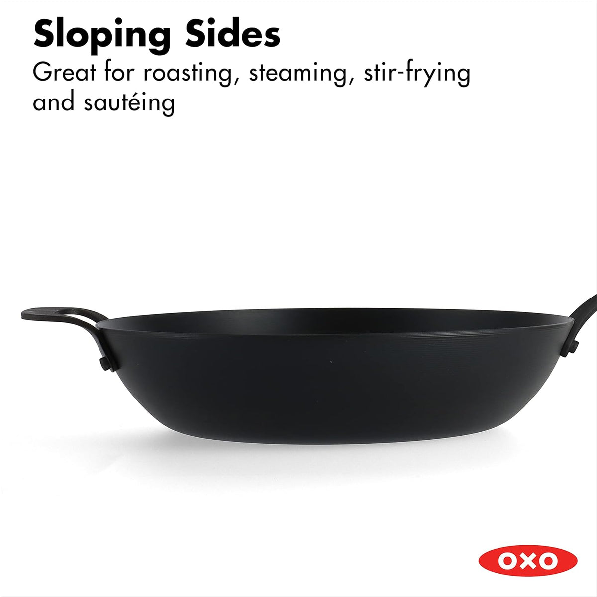 12 Carbon Steel Wok Pan with Silicone Handle Holder K51008
