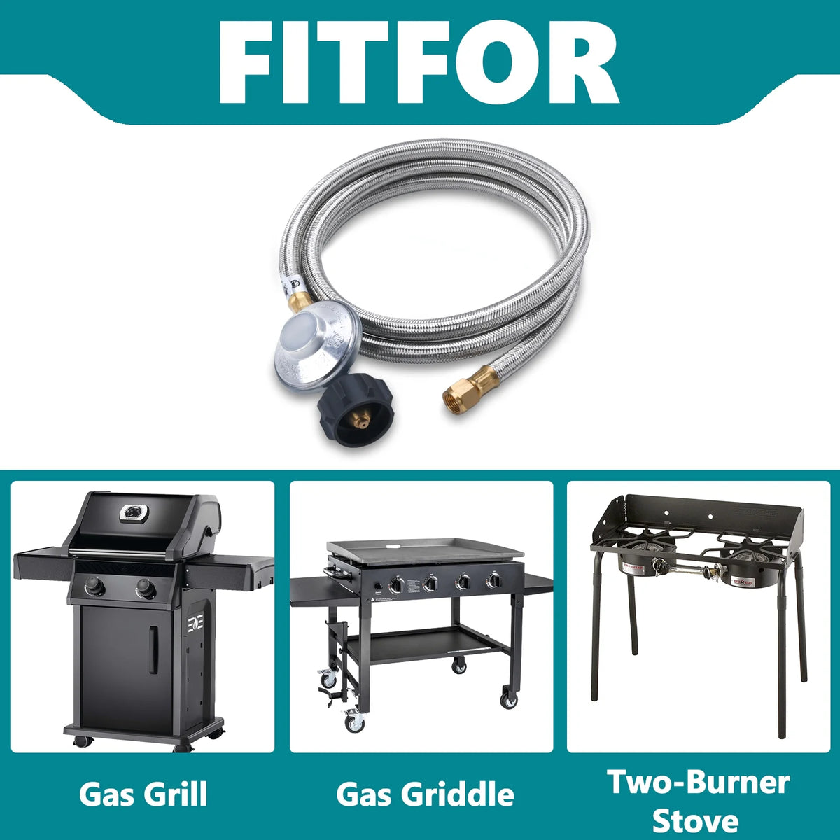 6Ft Propane Regulator and Hose, 3/8" Female Flare F4130