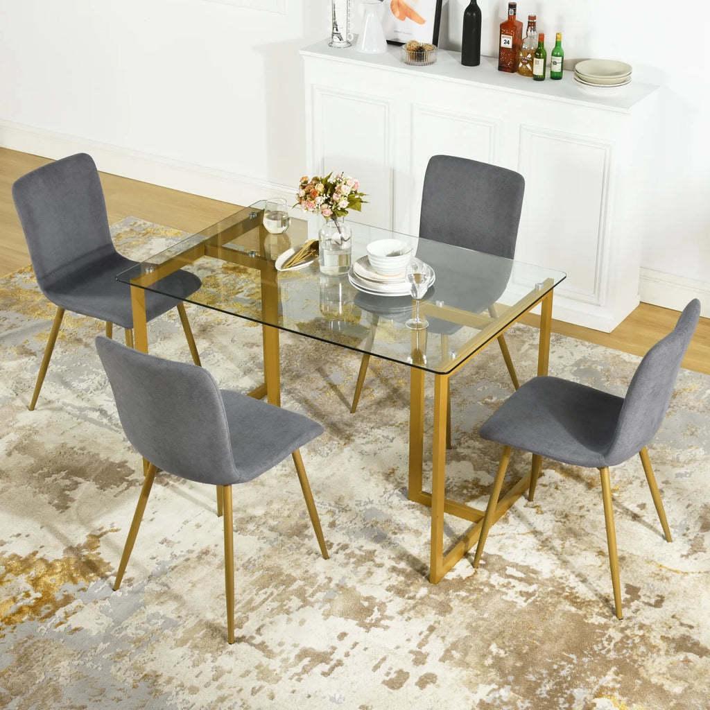 Velvet Dining Chairs Set of 4 Dark Gray Metal Legs Z70049