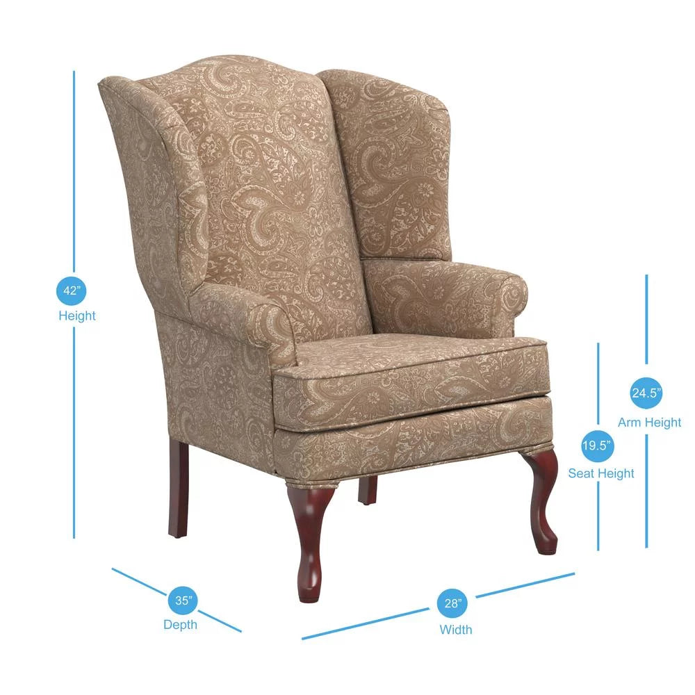 Cream Chenille Wingback Accent Chair T366731