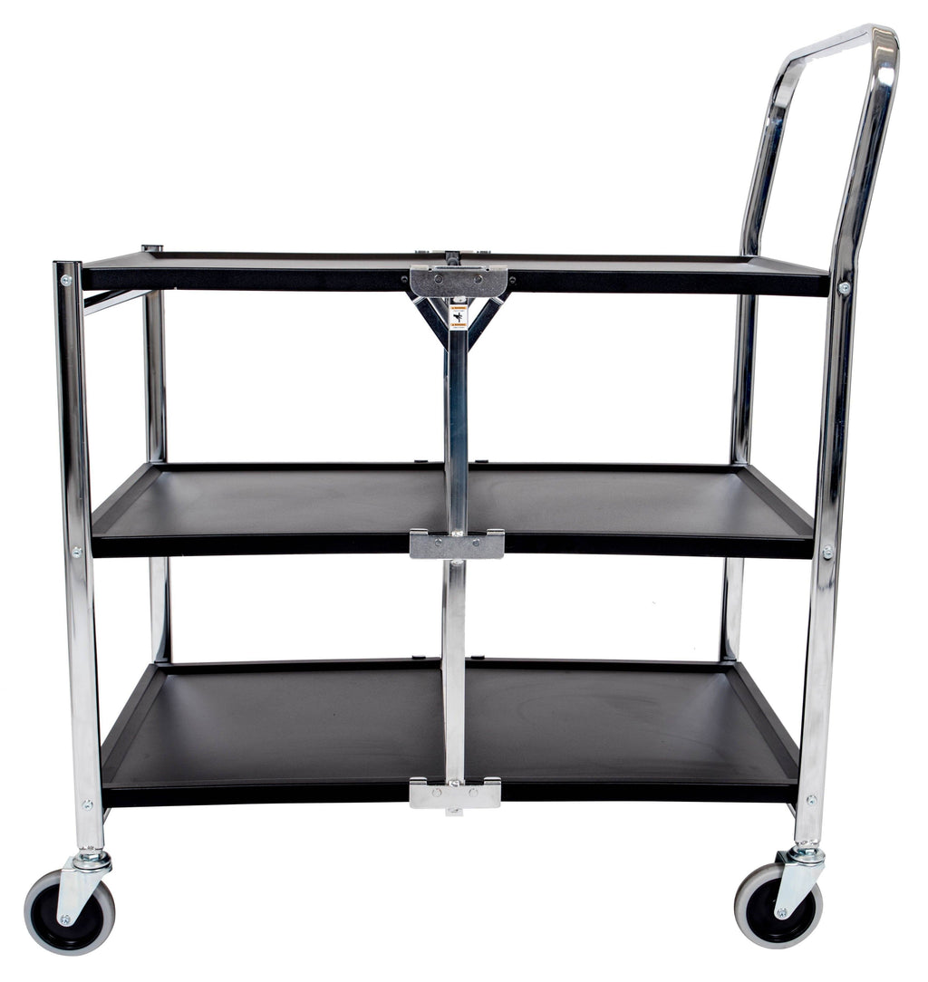 Black 3 Shelf Collapsible Metal Utility Cart Z428153