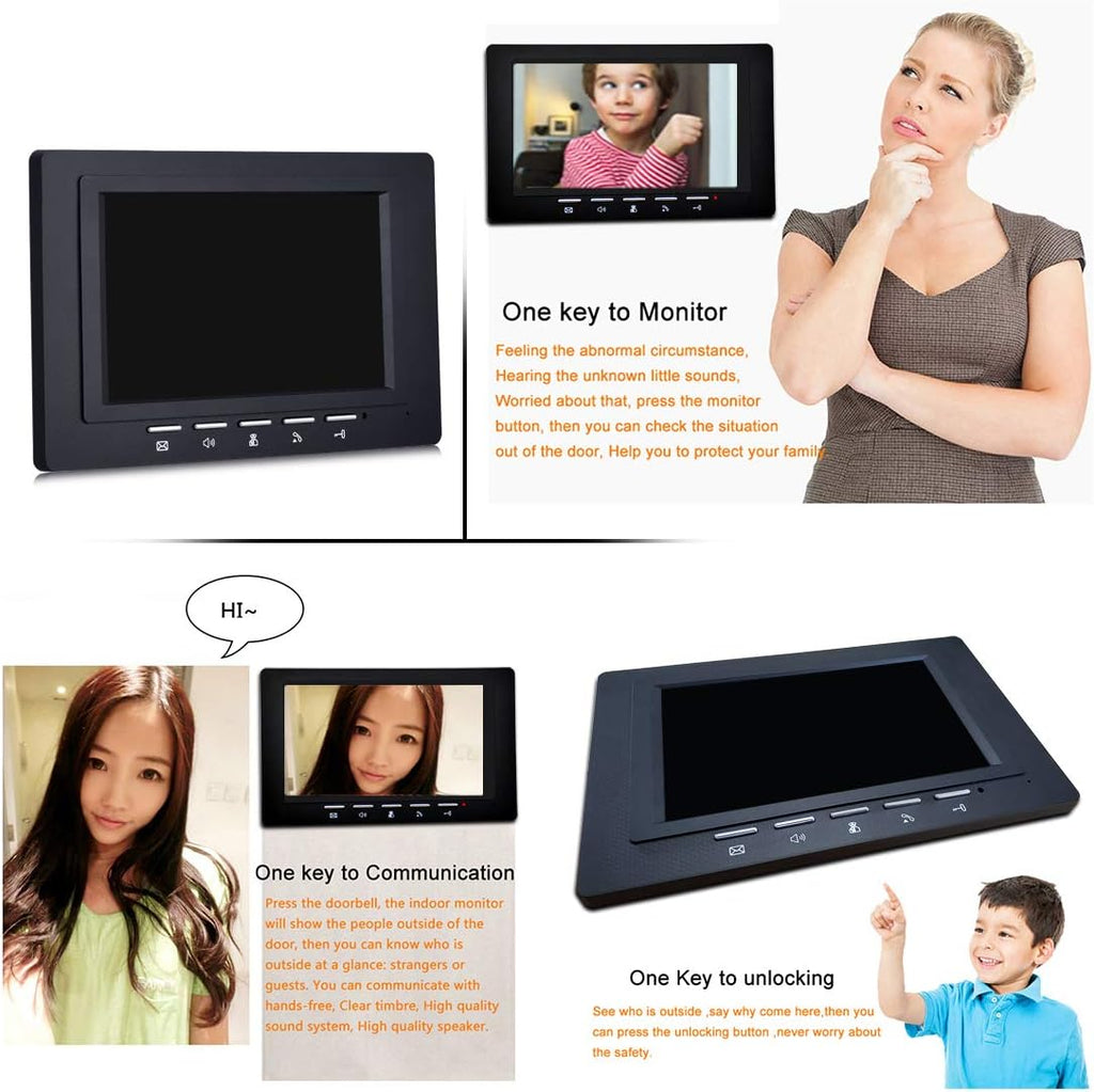 7 Inches Wired Video Door Phone System with IR Night Vision Camera V856