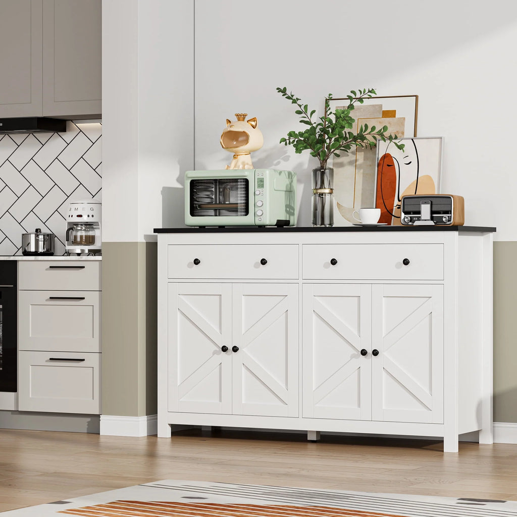 Brown 4-Door 2-Drawer Wood Buffet Cabinet G979