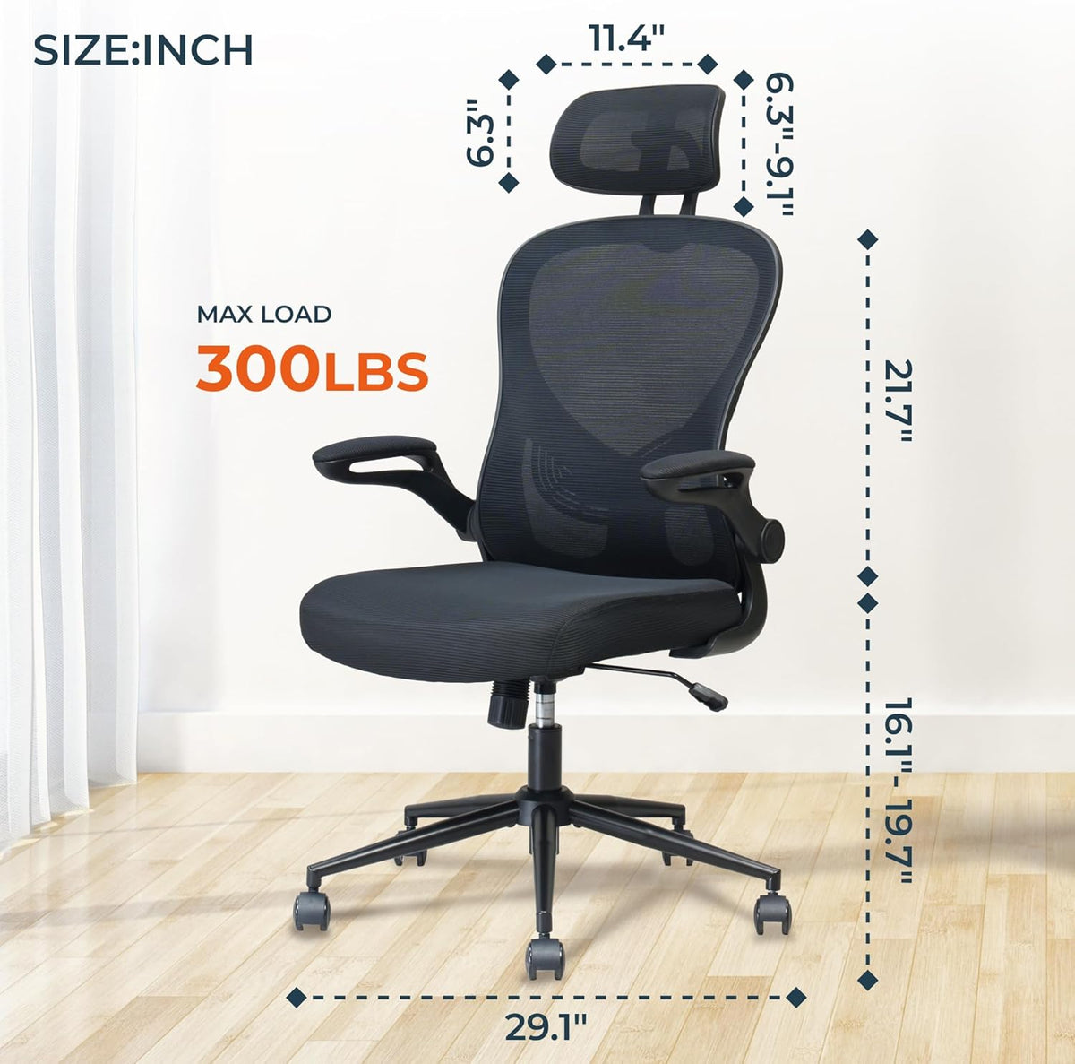 High Back Mesh Office Chair with Adjustable Lumbar Support Y382089