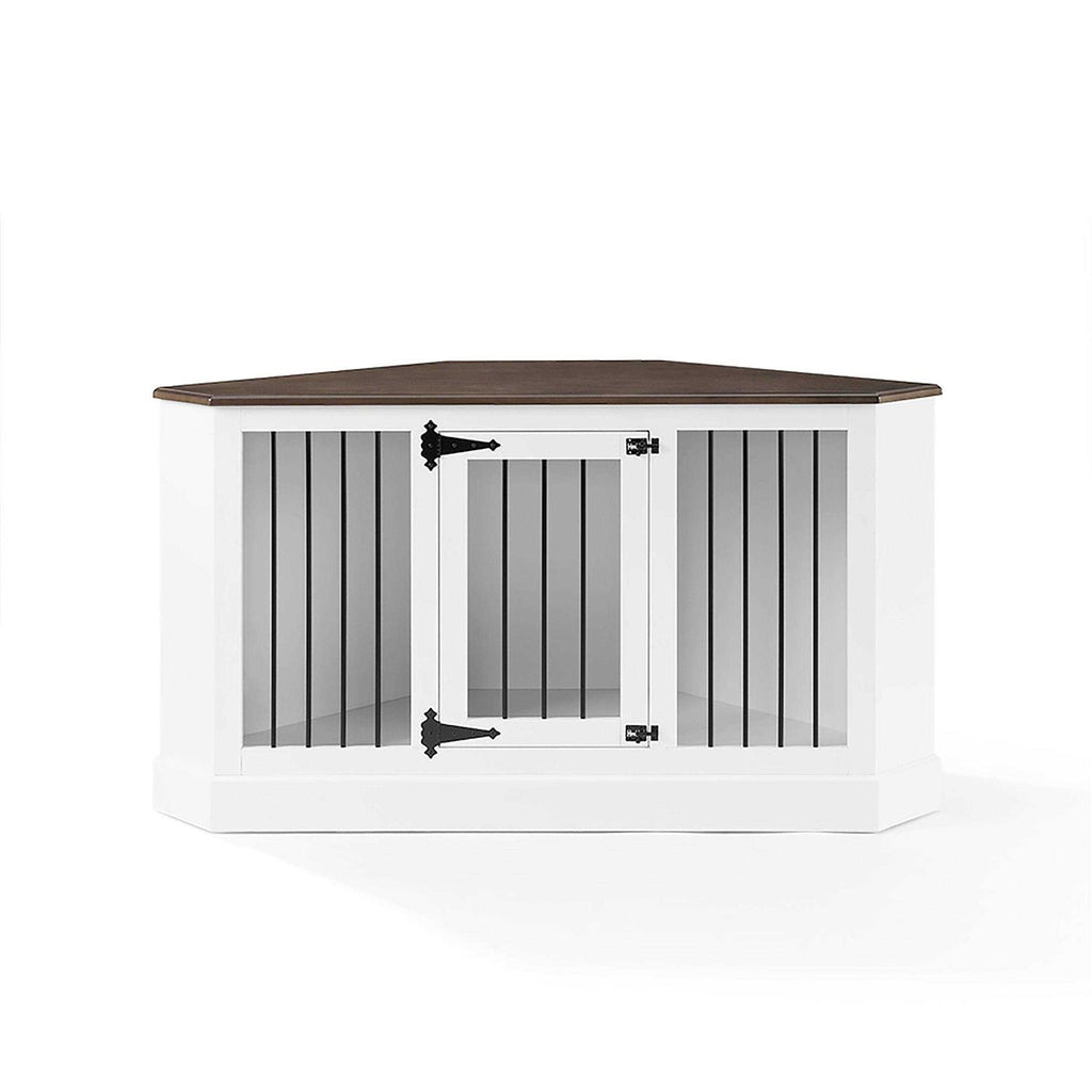 White Corner Credenza Dog Crate F871