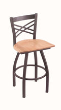 Pewter Swivel Stool with Natural Oak Seat R16225