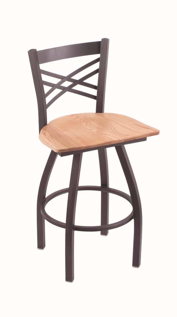 Pewter Swivel Stool with Natural Oak Seat R16225