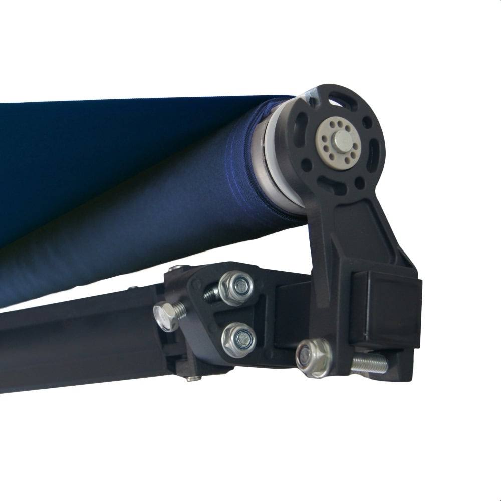 Black Frame Retractable Patio Canopy Awning Blue I969839