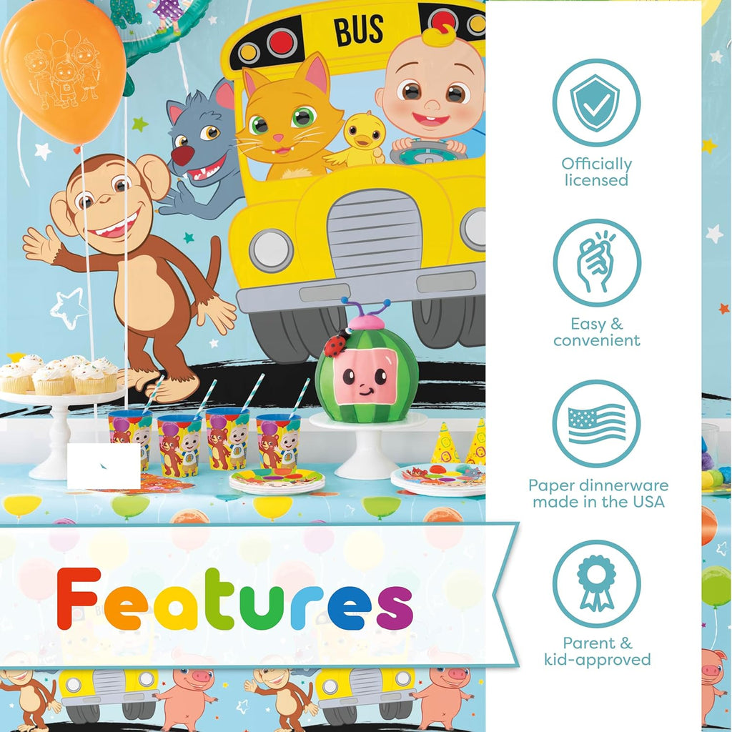 CoComelon Party Supplies Backdrop Balloons Tablecloth Plates Napkins Forks Sticker Z8578