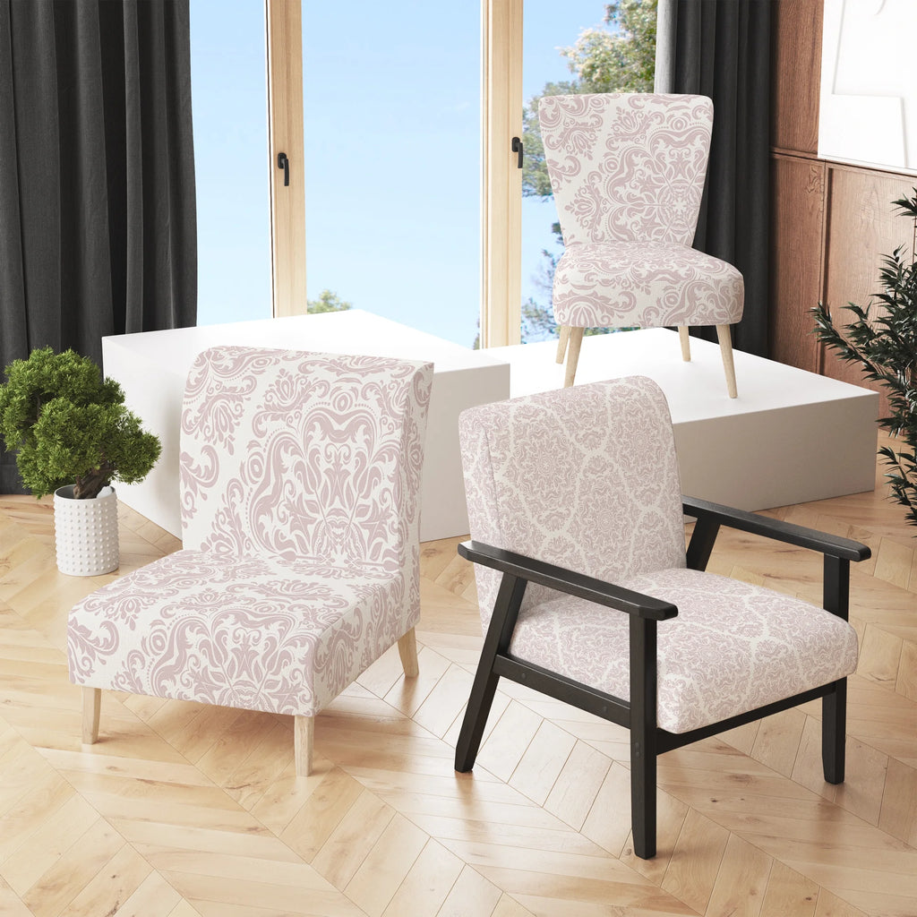 Cream Damask Upholstered Accent Chair A5477