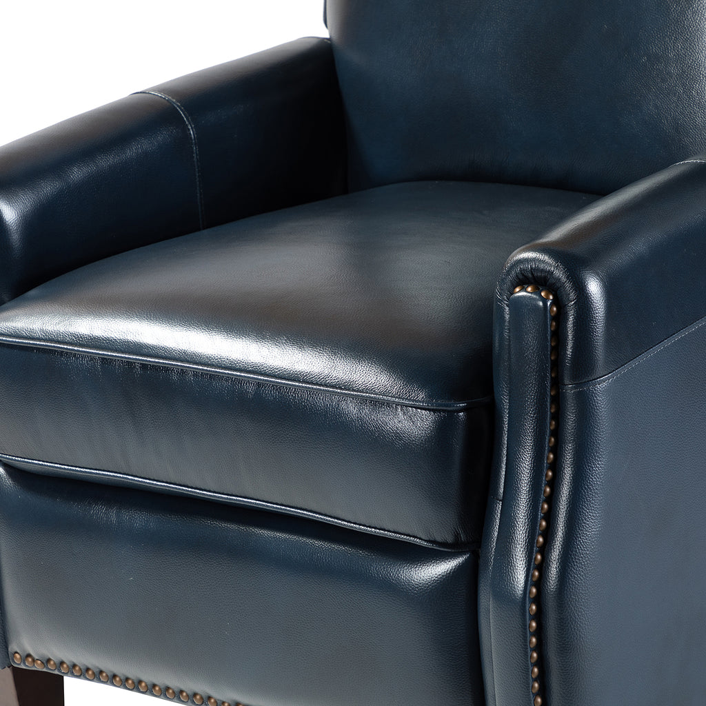 Navy Leather Recliner Armchair with Birch Wood Legs Z374533