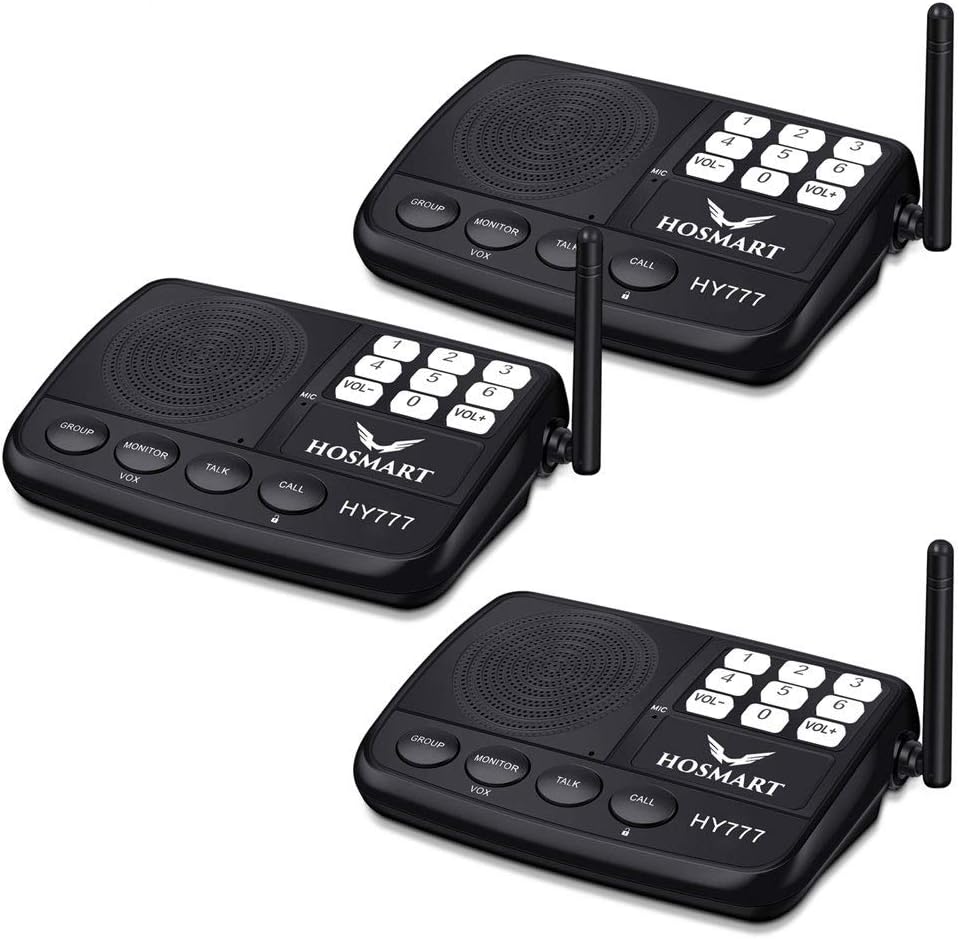 4 Stations Black Wireless Intercom System W570920