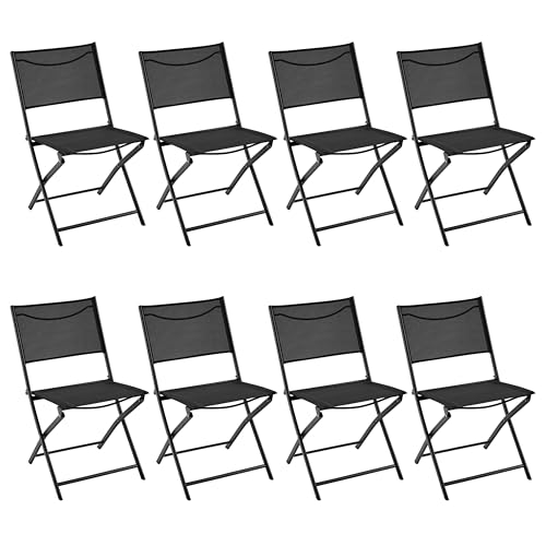 Black Set of 4 Metal Folding Dining Chairs W170796