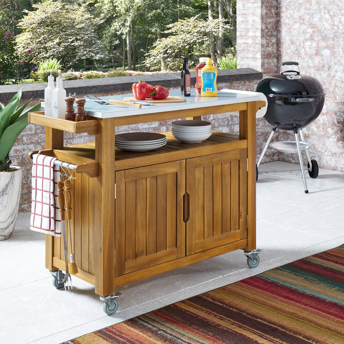 Brown Wood Outdoor Cart O974
