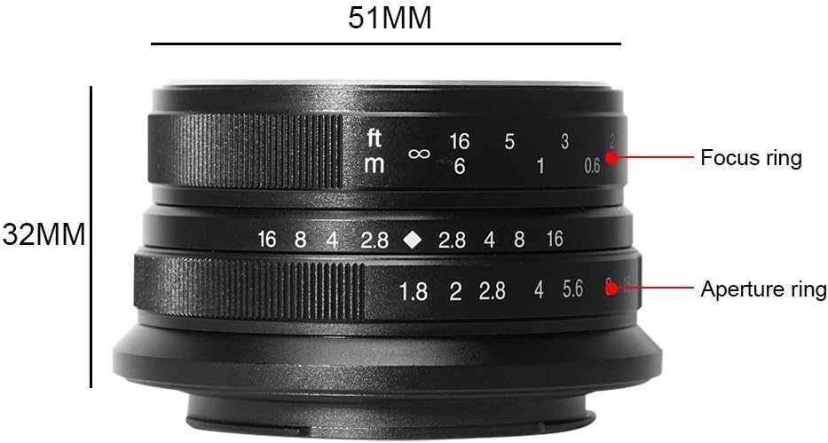 25mm F1.8 APS-C Manual Focus Fixed Lens - Black E63275