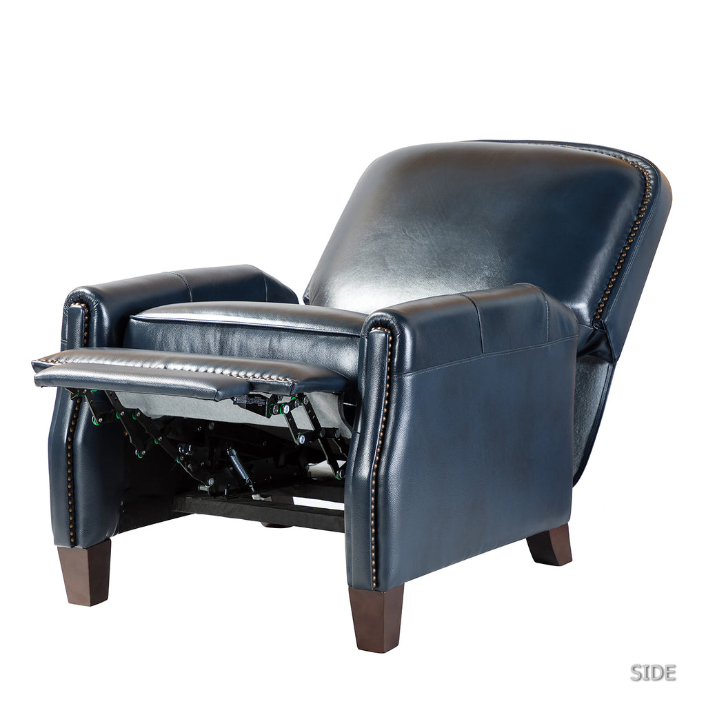 Navy Leather Recliner Armchair with Birch Wood Legs Z374533