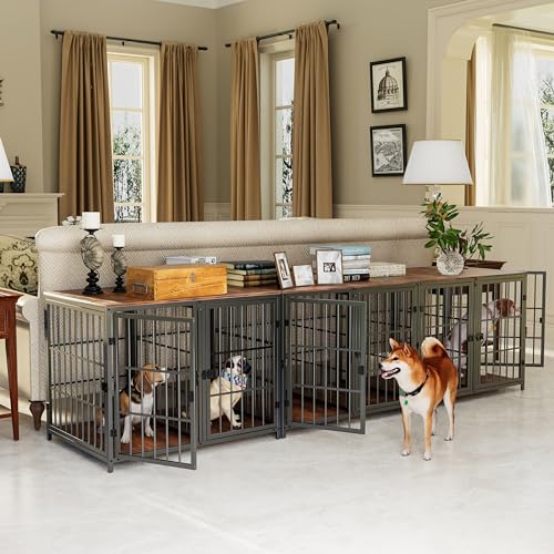 Large Wooden Dog Crate Furniture with Removable Divider I9583