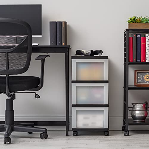 Black Plastic 4-Drawer Rolling Cart W737