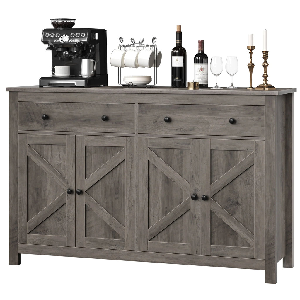 Brown 4-Door 2-Drawer Wood Buffet Cabinet G979