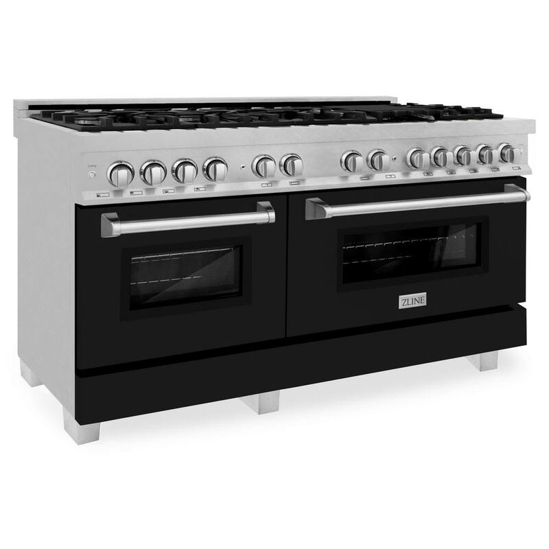 9 Burner Double Oven Dual Fuel Range with Black Matte Door F748
