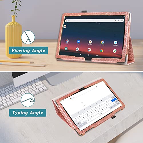 Glitter Rose Folio Leather Cover for Onn 10.1 Tablet E593815